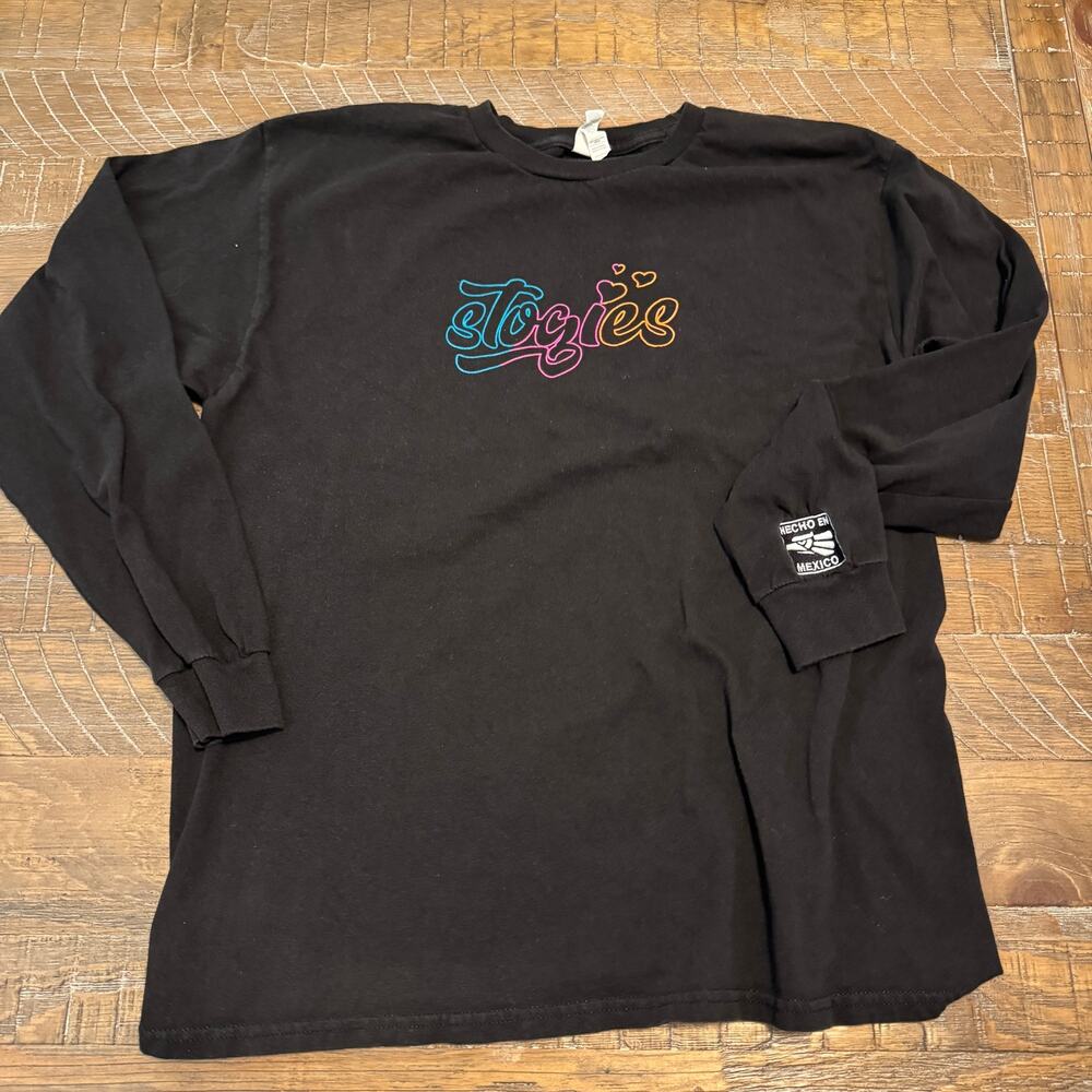 Stogies Embroidered Graphic Long Sleeve T-Shirt Large Hecho En Mexico Patch